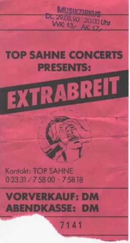 Ticket Extrabreit im Musikzirkus Dortmund 1990