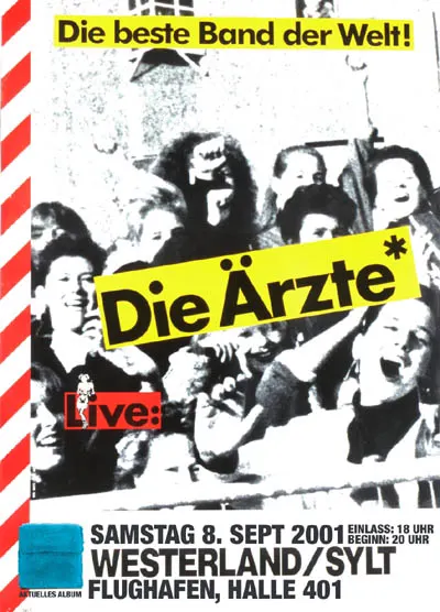 Ticket Rückseite die ärzte in der Halle 401 am Flughafen Sylt