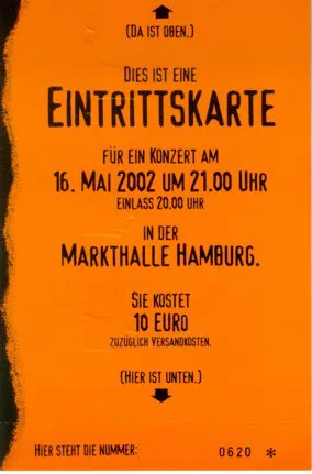 Ticket Farin Urlaub Geheimkonzert in der Markthalle Hamburg