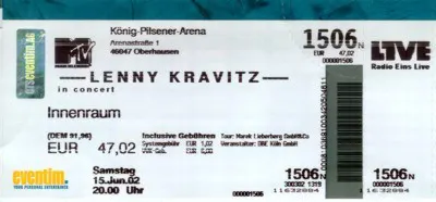 Ticket Lenny Kravitz in der König-Pilsener-Arena Oberhausen