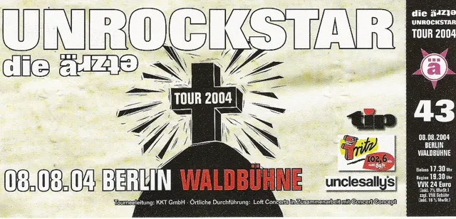 Ticket für die ärzte auf der Unrockstar Tour in der Waldbühne Berlin