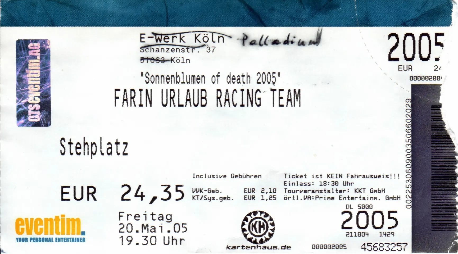 Ticket für Farin Urlaub Racing Team im Palladium Köln am 20. Mai 2005