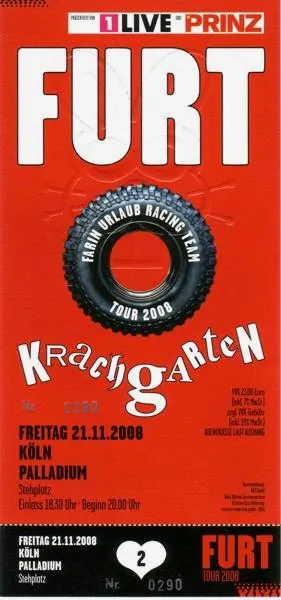 Ticket für Farin Urlaub Racing Team auf der Krachgarten Tour im Palladium Köln am 21. November 2008