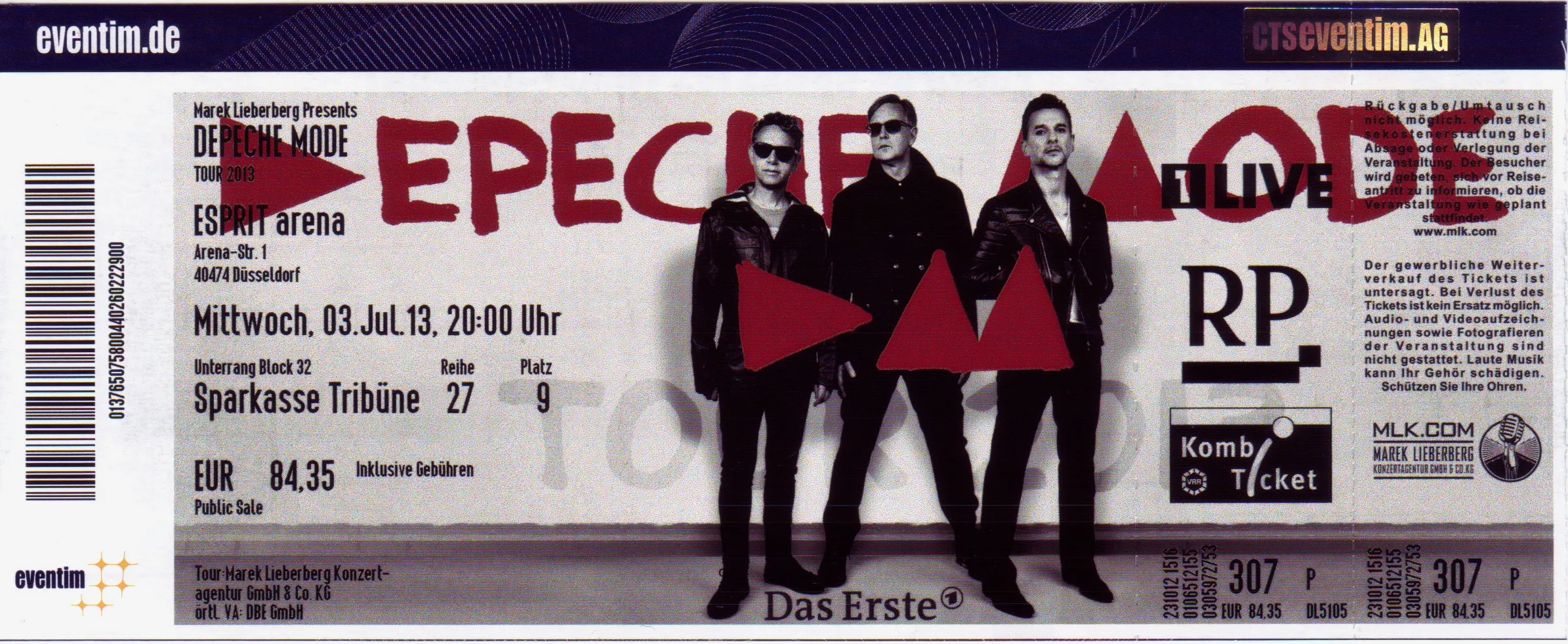 Ticket Depeche Mode in Düsseldorf 2013