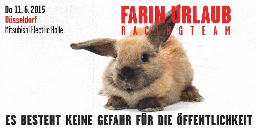 Ticket Vorderseite Farin Urlaub Racing Team in Düsseldorf
