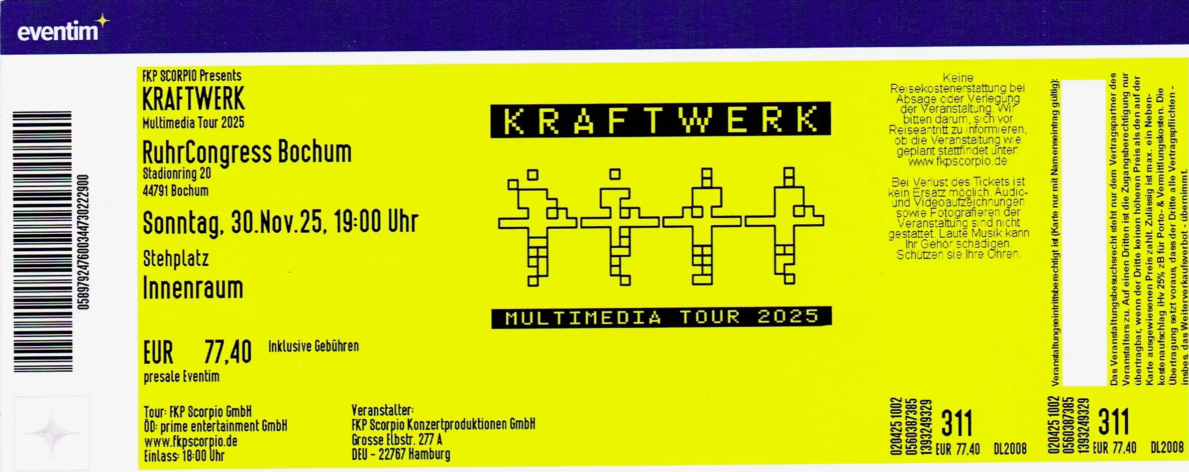 Ticket für Kraftwerk im RuhrCongress Bochum